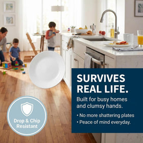 Corelle Vitrelle plates shown highlighting lightweight, durable everyday use.