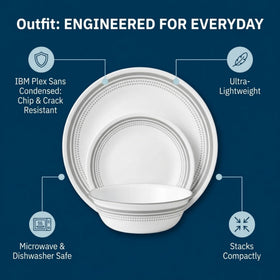 Corelle Vitrelle Mystic Gray tone fits casual and formal tables.