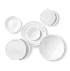Corelle Vitrelle salad plates presented for compact stacking and casual dining