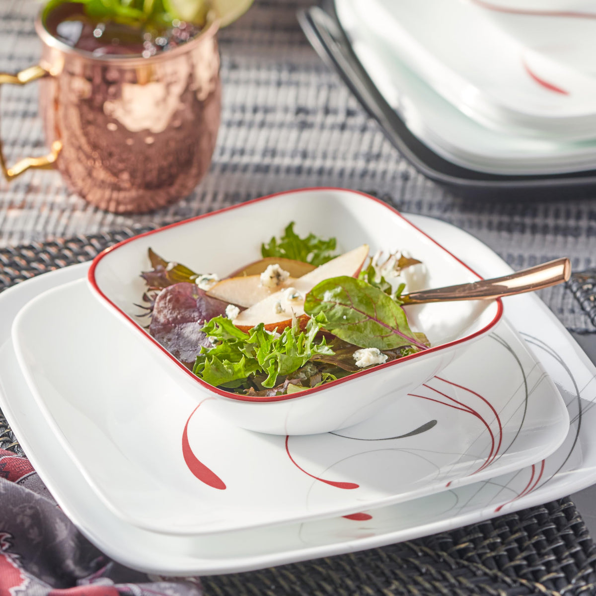 Corelle Vitrelle Splendor appetizer plates highlighting color and practicality for meals and gatherings.