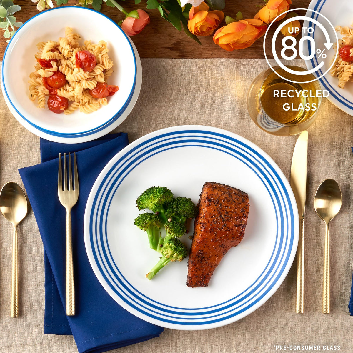 Corelle Vitrelle triple-layer glass close-up, showcasing chip-resistant strength.
