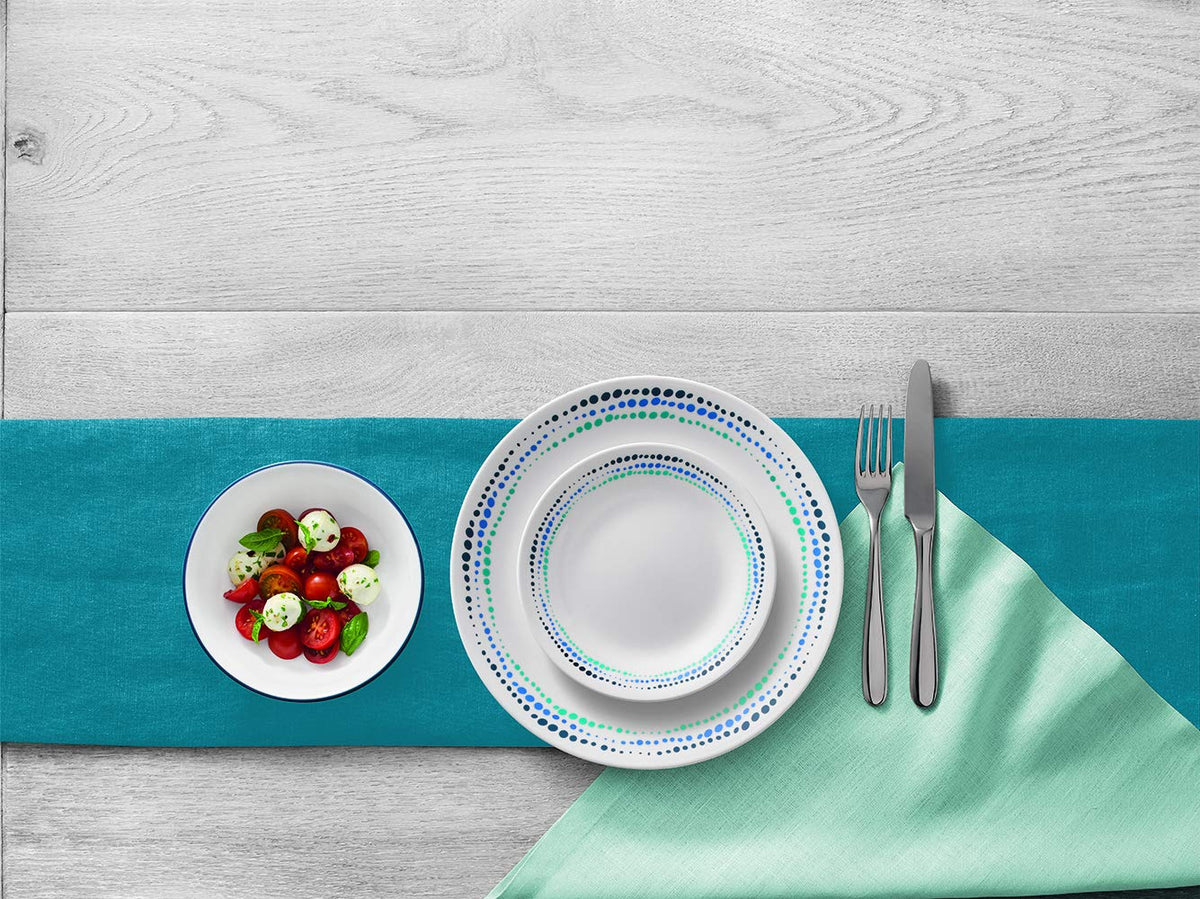 Corelle Vitrelle triple-layer-glass construction highlights durability.