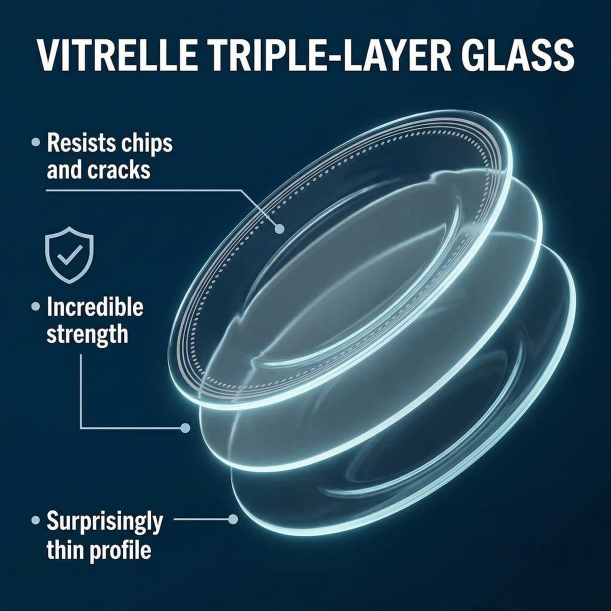Corelle triple-layer-strong glass resists chips and cracks for lasting durability.