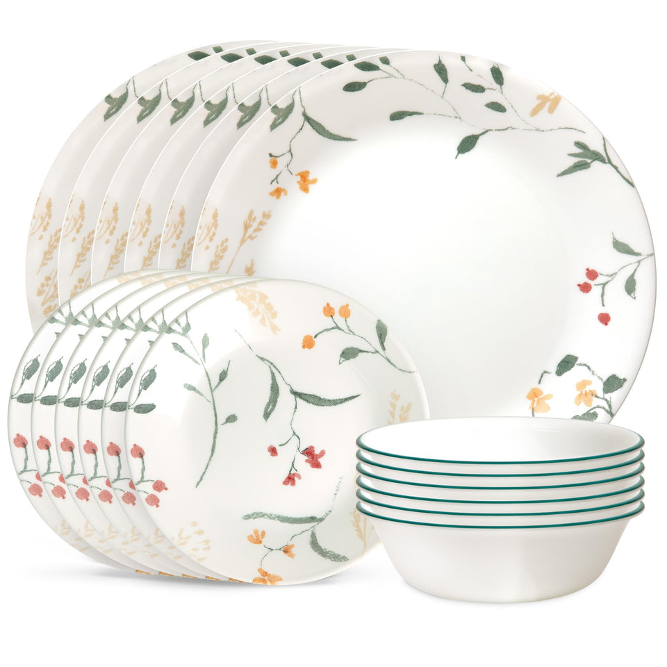 Corelle Vitrelle Wildflower 18-piece set: durable dinnerware for everyday meals