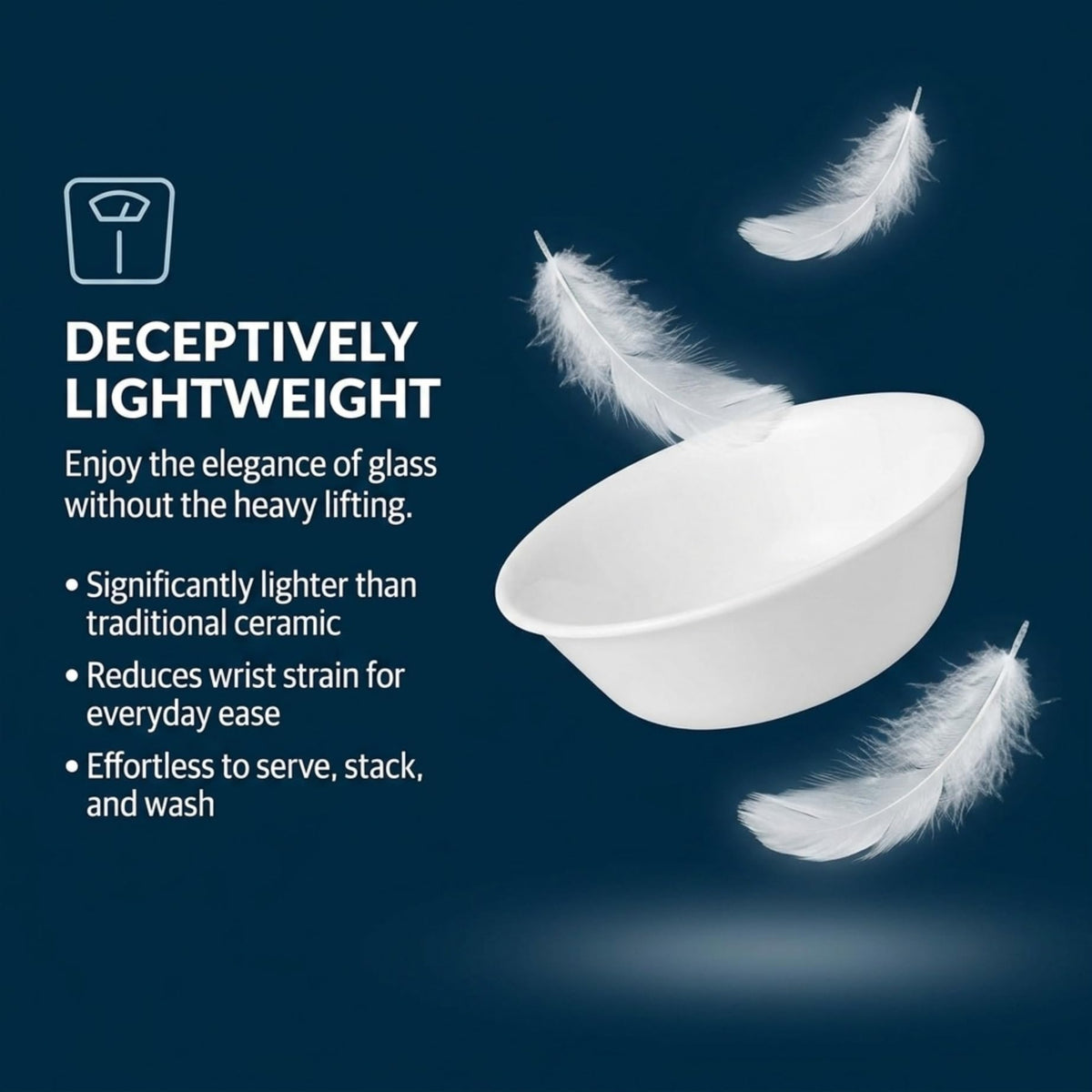 Corelle Vitrelle classic white design complements any table.