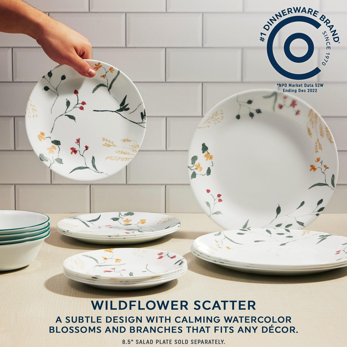 Corelle Wildflower appetizer plates close-up for daily use