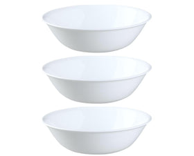 Corelle Winter Frost bowls front view with frosted pattern for stylish entertaining