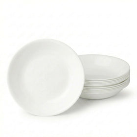 Corelle Winter Frost White bowls front view, timeless style for everyday meals.