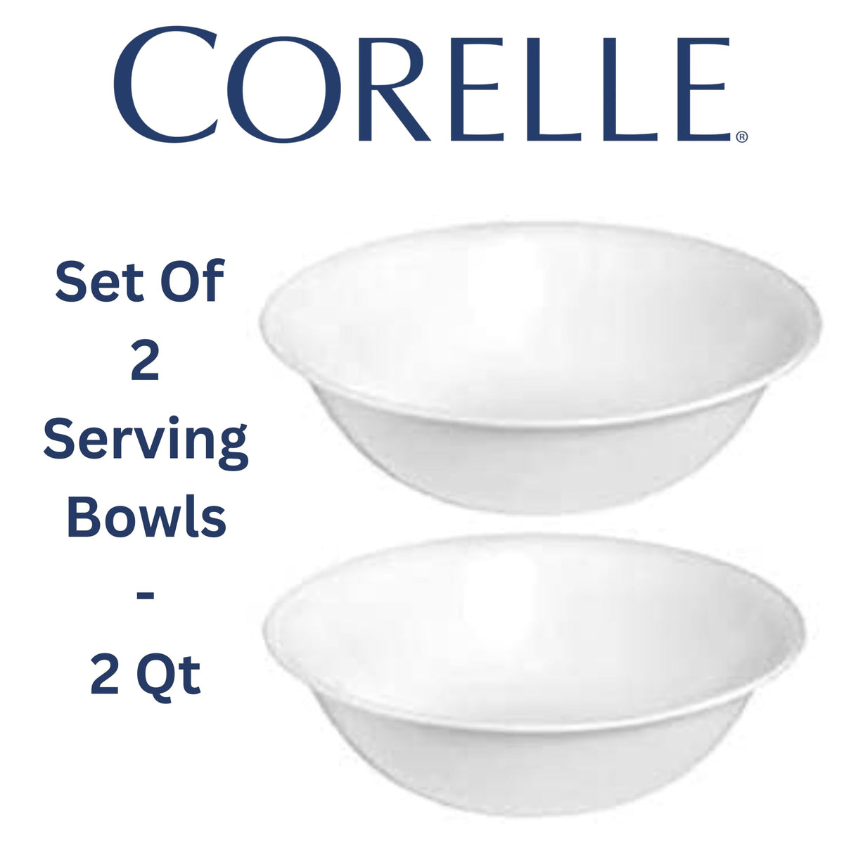 Corelle Winter Frost White four-piece serving set arranged for family meals.