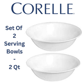 Corelle Winter Frost White four-piece serving set arranged for family meals.