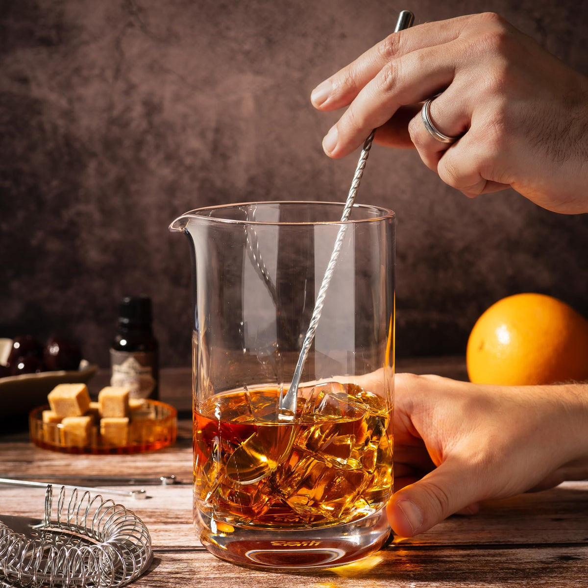 Cork and Mill bar spoon for steady stirring and even mixing.