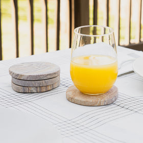 Cork & Mill sandstone coaster preventing condensation on surfaces