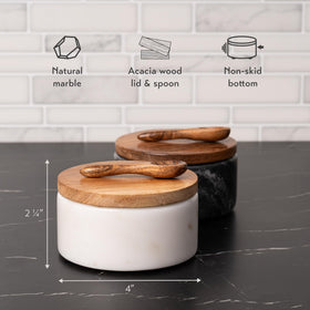 Cork & Mill solid marble bowls offer stable, non-skid seasoning.