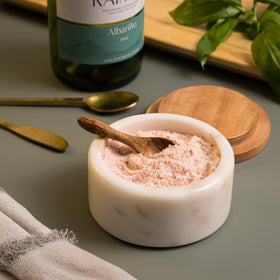 Cork & Mill wide 4-inch container enables easy pinch-salt seasoning.