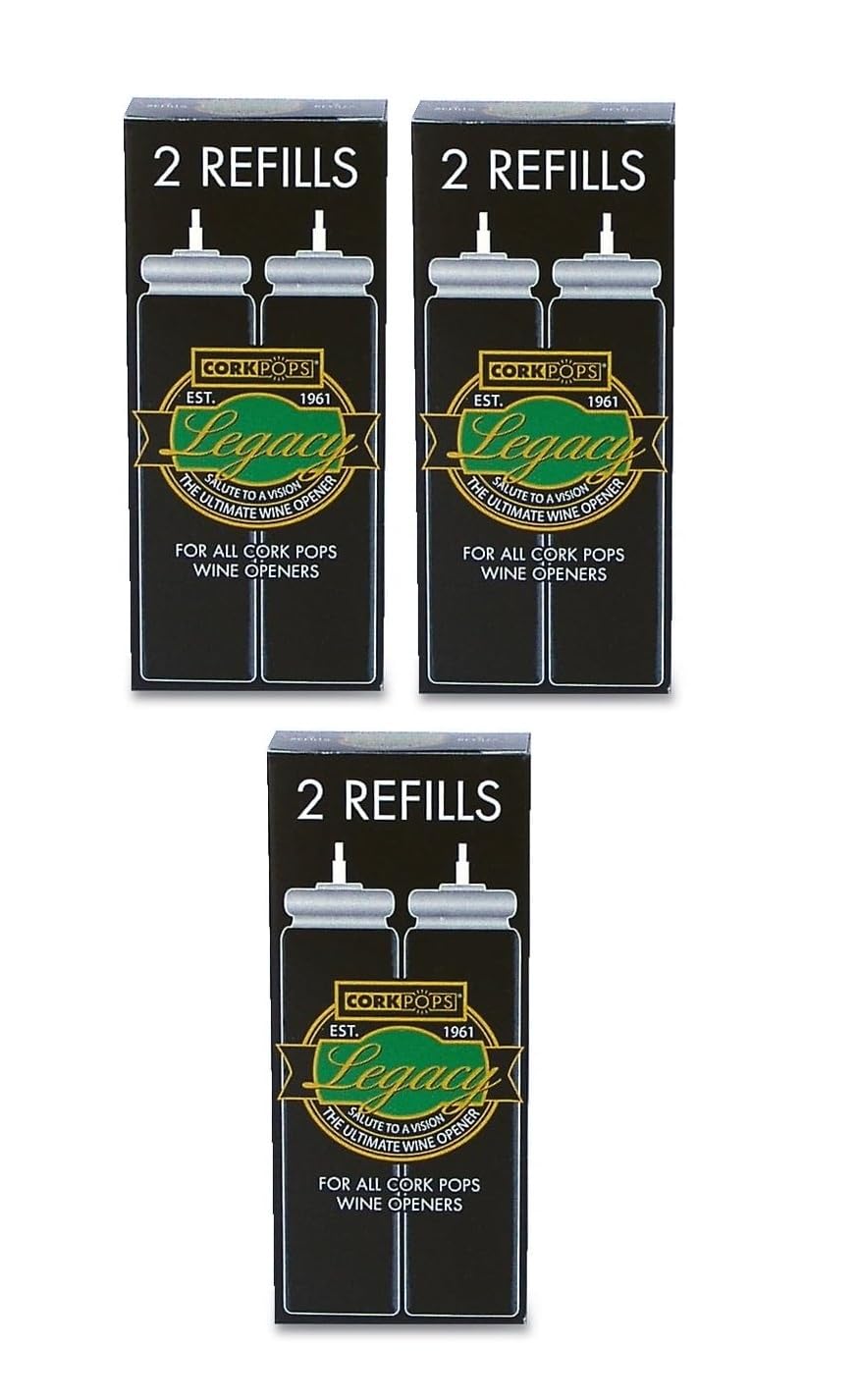 Cork Pops refill cartridge for all models, preserves wine flavor while opening 60–80 bottles.