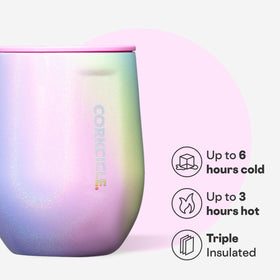 Slide lid helps prevent spills on Corkcicle stemless tumbler.