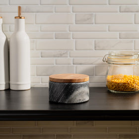 Cork & Mill modern salt container for countertop display.