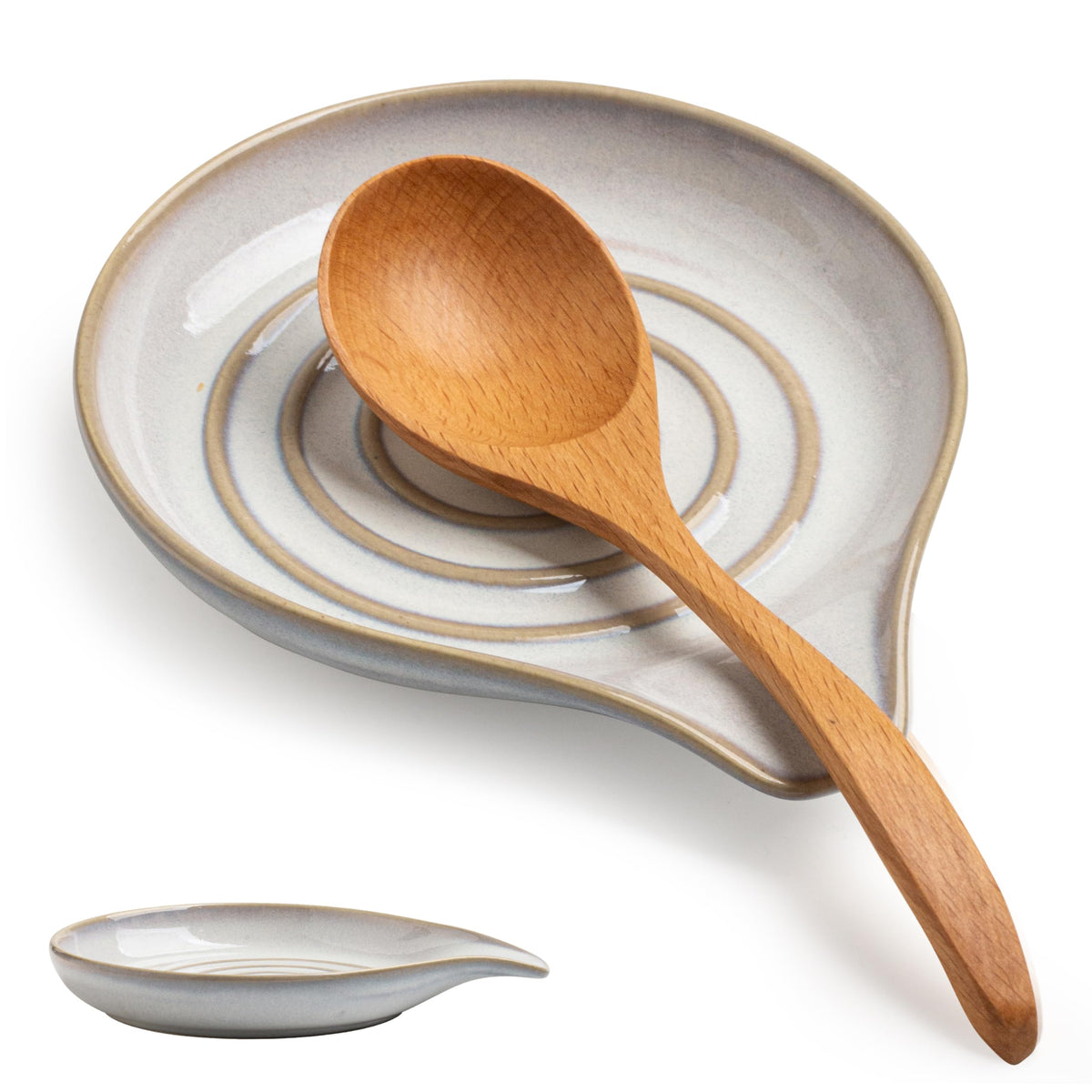 Cormomu ceramic spoon rest with swirl glaze adds elegant organization to your countertop.