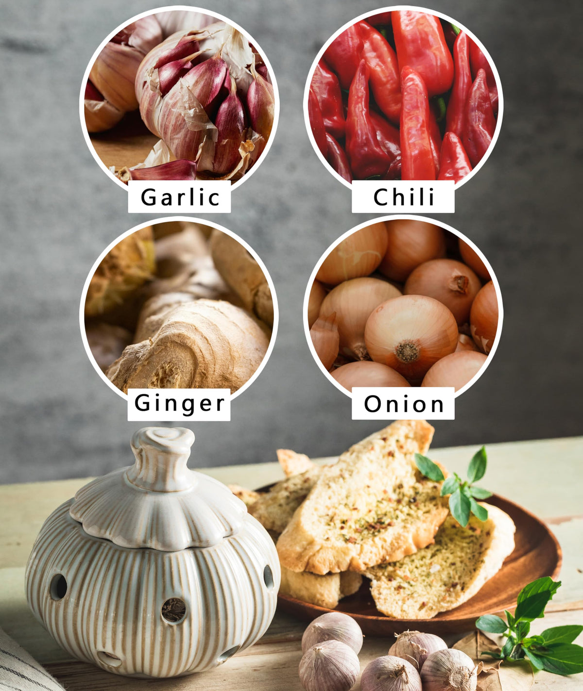 Cormomu large capacity garlic container fits multiple bulbs for everyday use.