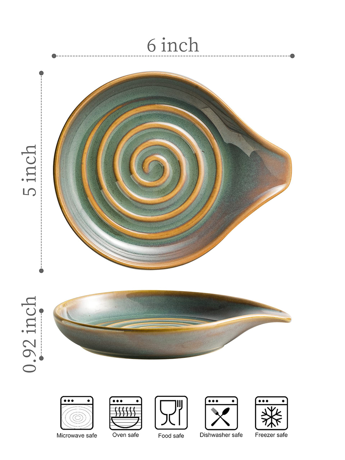 Cormomu spoon rest in glossy non-stick ceramic minimizes mess during prep.