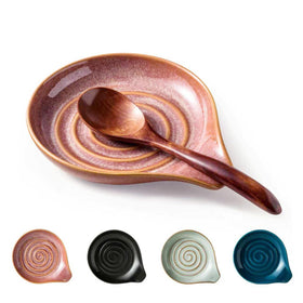 Cormomu spoon rest with swirl red glaze adds elegance to your countertop.