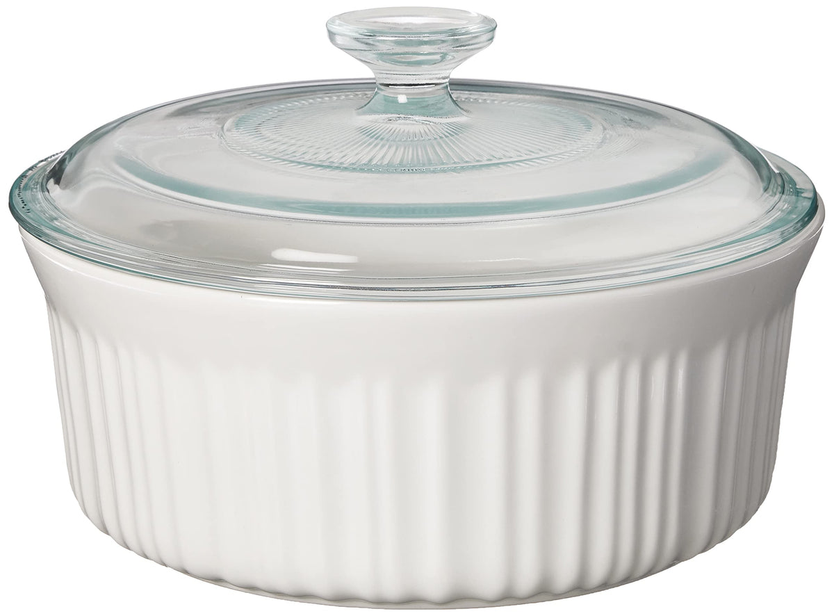CorningWare 16-ounce round casserole with lid showcased for convenient reheating