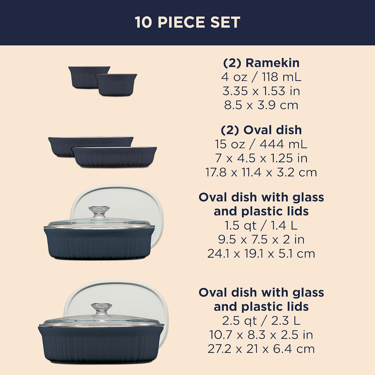 CorningWare 1.5-qt oval bake dish with glass lid, ideal for casseroles.