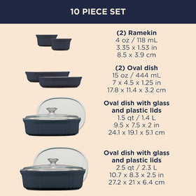 CorningWare 1.5-qt oval bake dish with glass lid, ideal for casseroles.