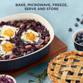 CorningWare 15-oz oval dishes for singles and sides.