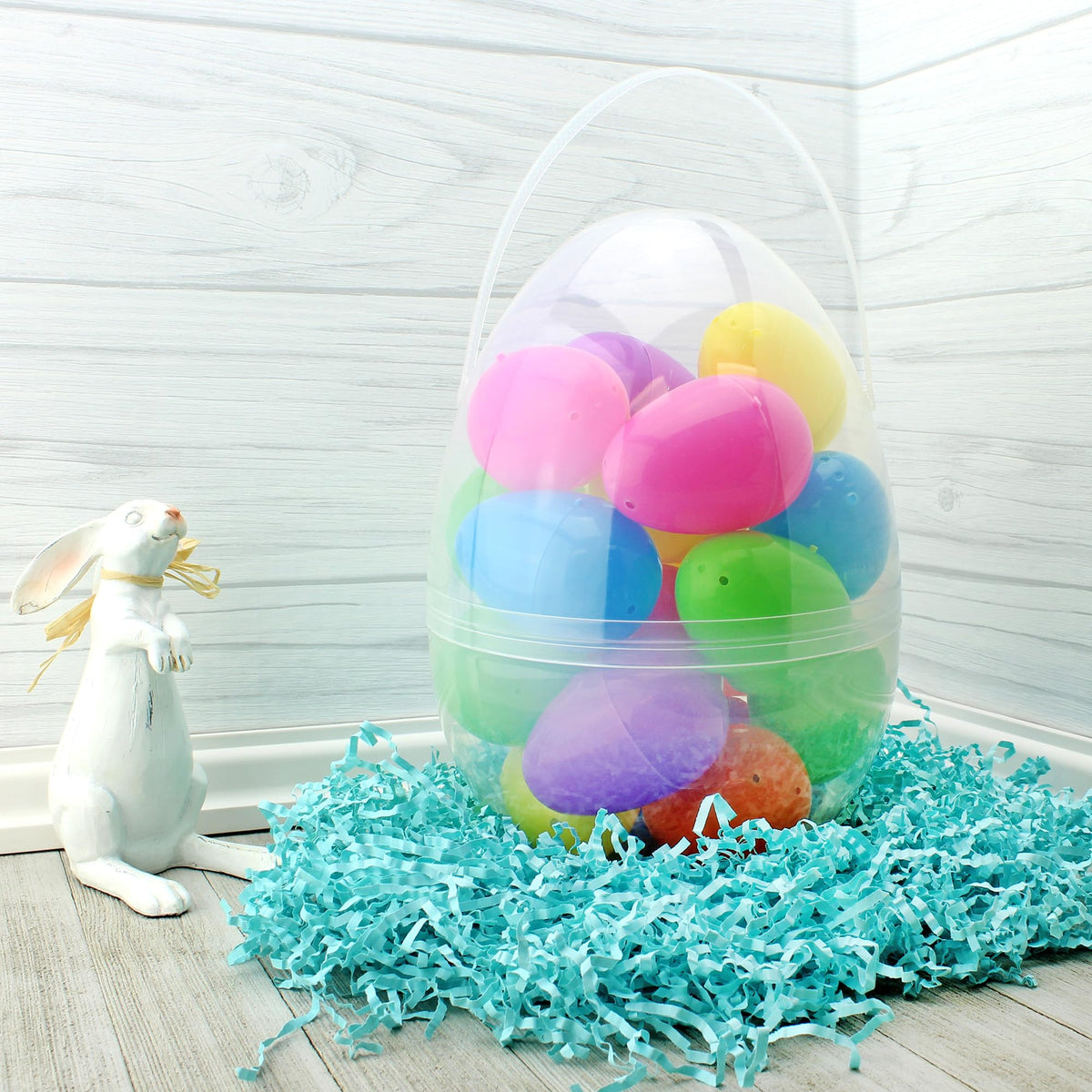 Cornucopia Brands Easter egg display showing top and bottom halves easy to snap.