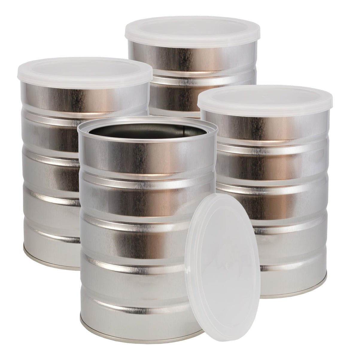 Cornucopia Brands empty coffee can with clear lid for easy pantry storage.
