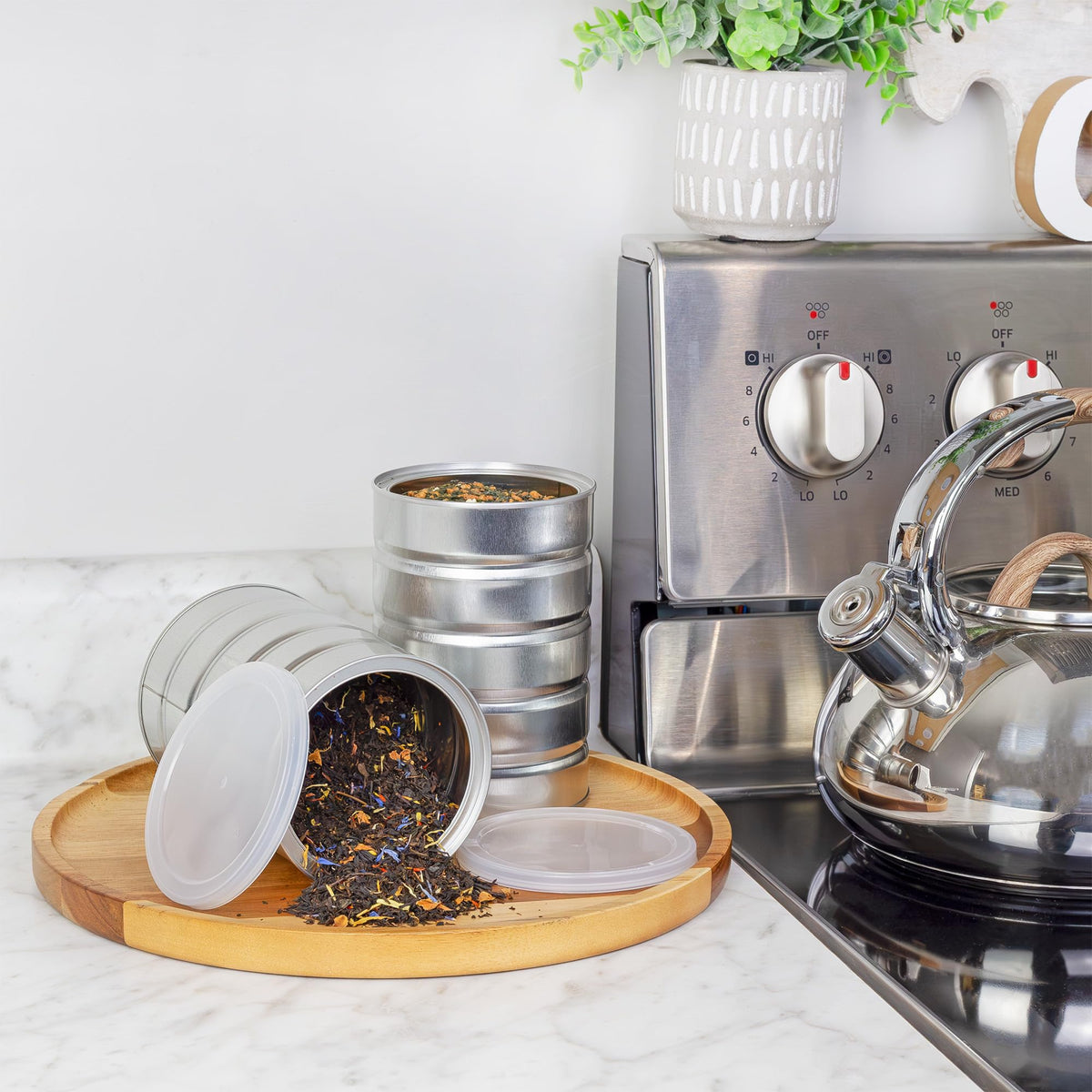 Cornucopia Brands can with lid open showing plastic seal and easy access.