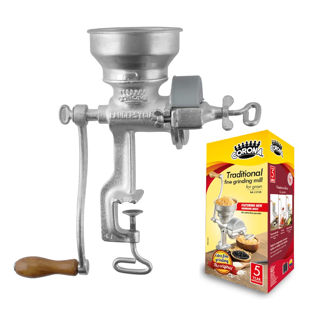 Complete Corona grain mill kit includes every component for fast setup and use.