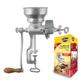 Complete Corona grain mill kit includes every component for fast setup and use.