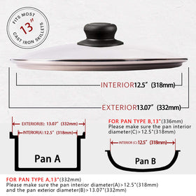 CORYTAO 13-inch pan lid side view showing stainless steel rim