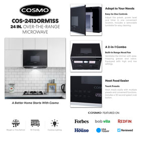 COSMO COS-2413ORM1SS 1000W power enables quick reheating and defrosting.