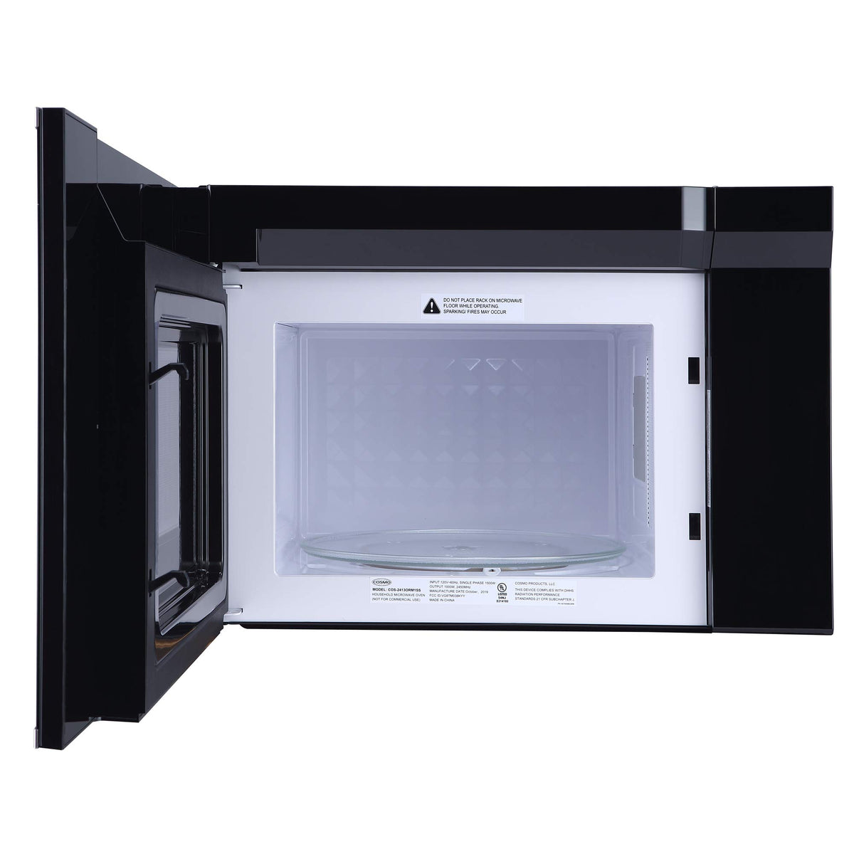 COSMO COS-2413ORM1SS interior lighting enhances night cooking visibility.