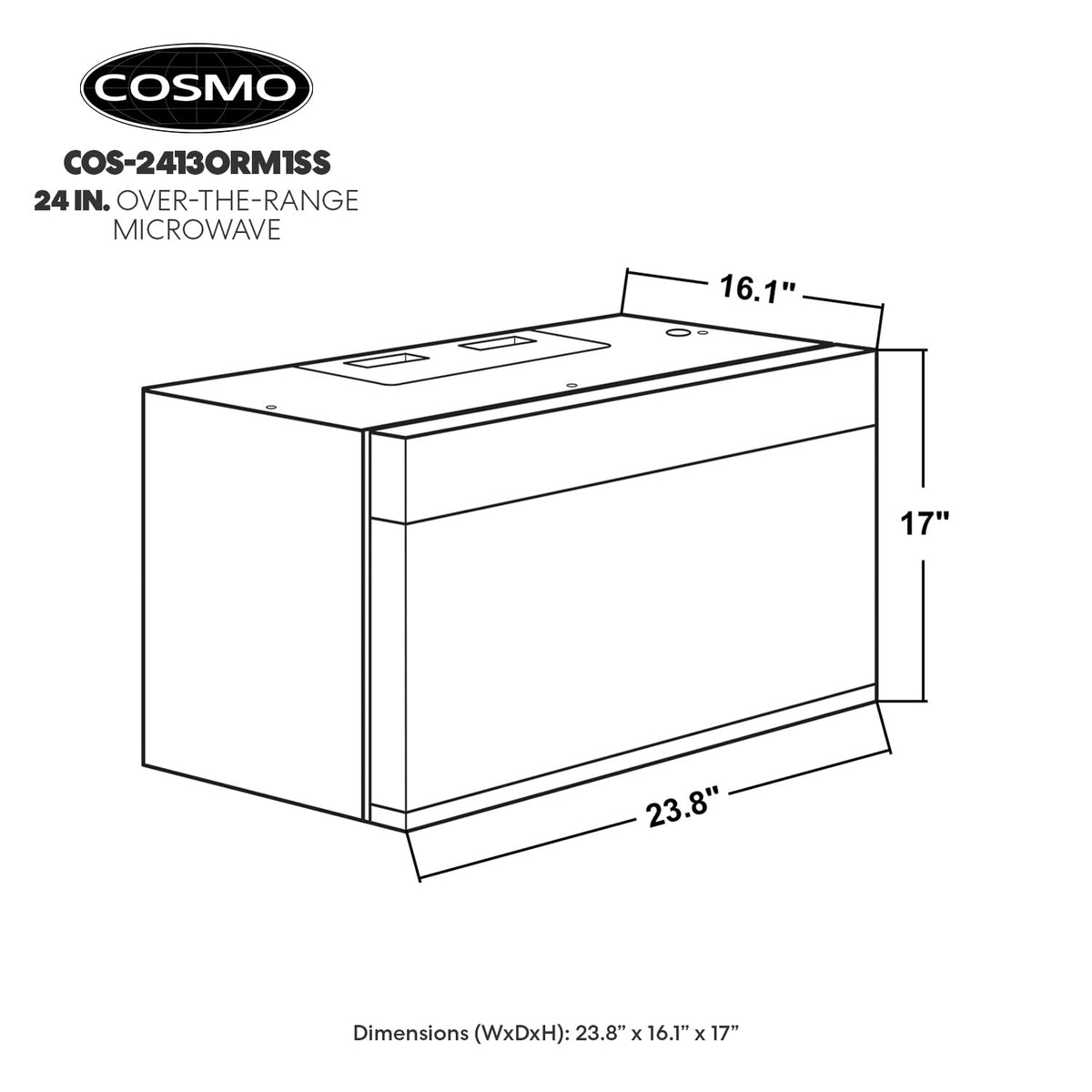 COSMO COS-2413ORM1SS sensor reheat detects progress to prevent overcooking.