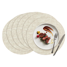 COSMOCASA round placemat 6-pack beige, ideal for a clean, stylish dining setup.