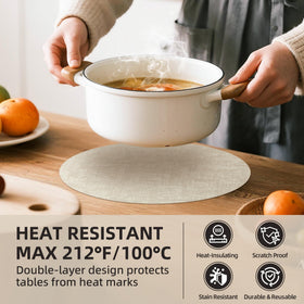 COSMOCASA round placemat beige, ideal for indoor and outdoor dining.