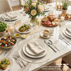 COSMOCASA round placemat beige, enhances table presentation for parties.