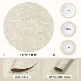 COSMOCASA round placemat beige, non-slip base keeps place settings steady.