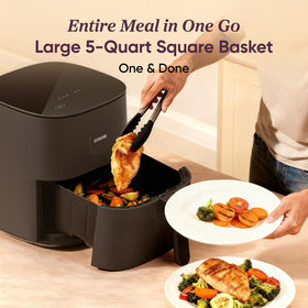 Cosori Pro 5QT preheat cue indicates faster consistent cooking