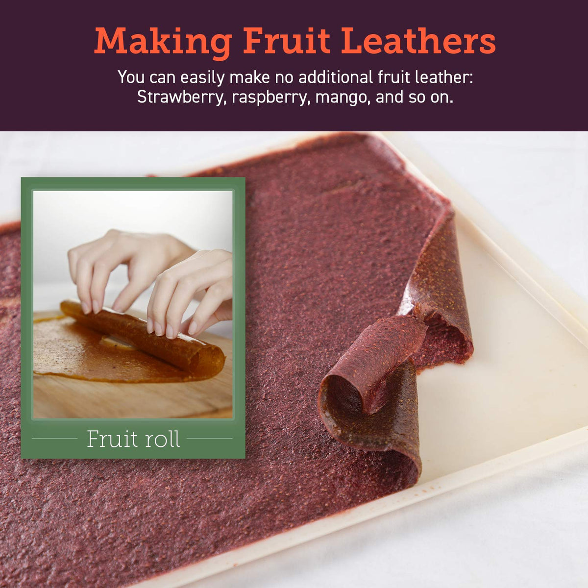 Cosori BPA-free roll sheets ensure safe, clean dehydration results.