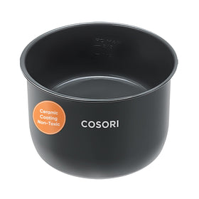 Cosori ceramic inner pot 6-quart with non-stick surface for easy cleanup.
