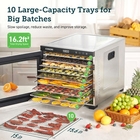 COSORI 16.2-square-feet drying space enabling multiple snacks at once.