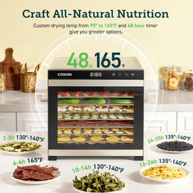 COSORI stainless steel trays ensure durable, easy-to-clean dehydration.