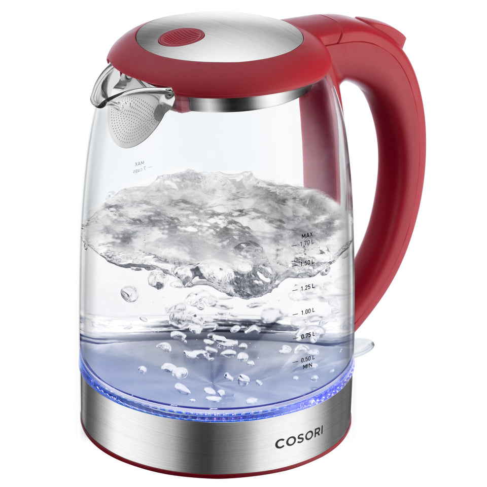 Cosori electric kettle with glass body, clear water visibility for pure heating