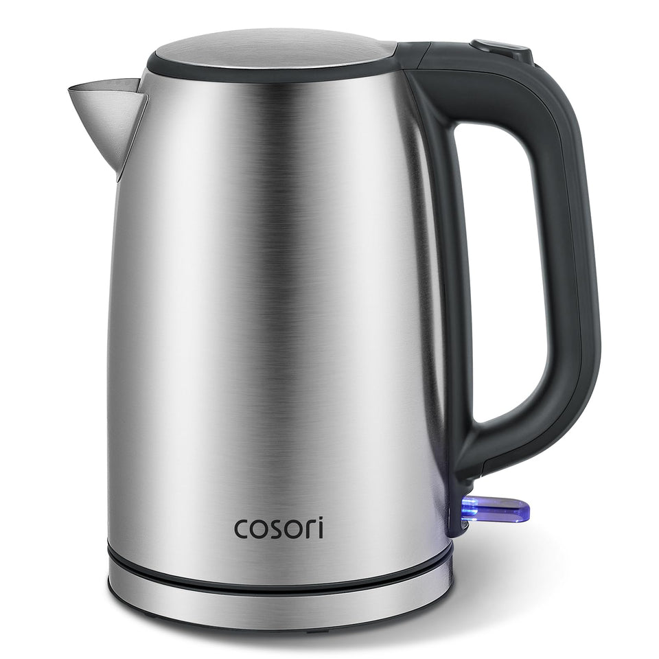 Cosori electric kettle with plastic-free interior for odor-free water.