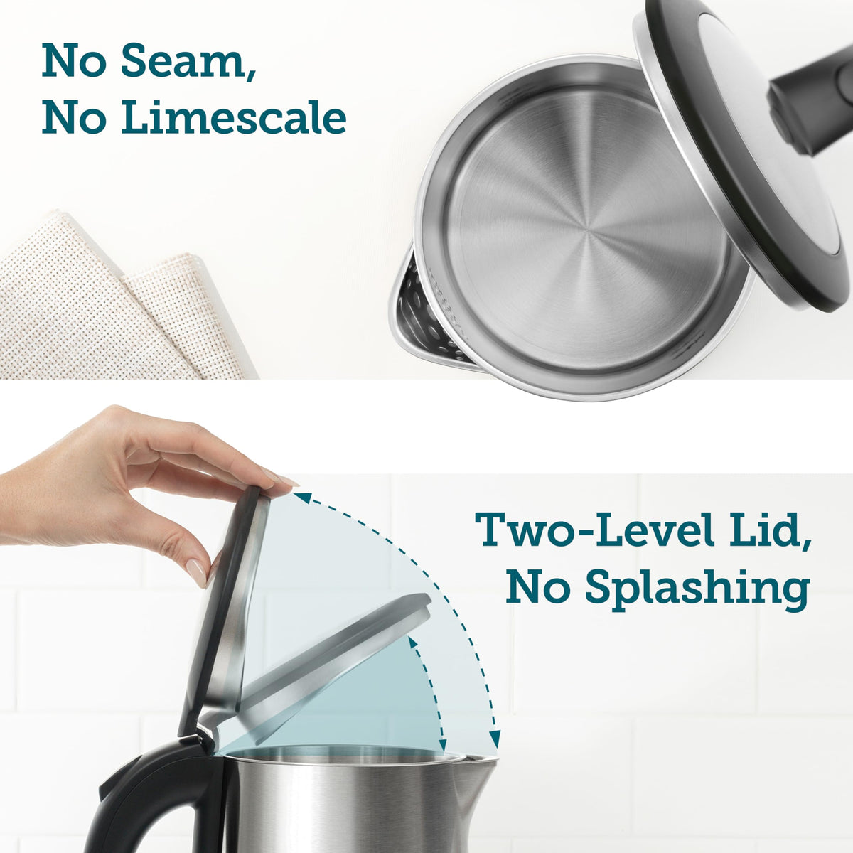 Cosori stainless steel interior ensures pure water taste and durability.